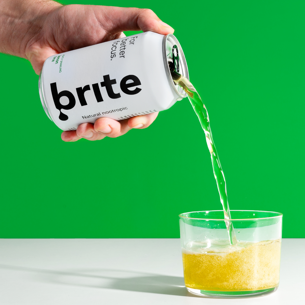 Brite can being poured in a glass.